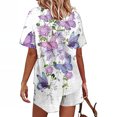 thumbnail image 4 of Summer Savings Clearance! Edvintorg Women Sets Two Pieces 2023 Fashion Women Casual Print Short Sleeve Button Tops Nightwear Shorts Sleepwear Sets Purple S, 4 of 6