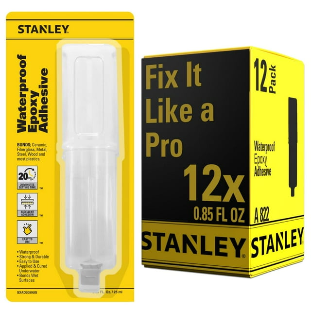 Adhesivo epóxico STANLEY, impermeable, de grado marino, 25 ml, paquete de 12