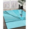 thumbnail image 3 of Ahgly Company Machine Washable Indoor Round Transitional Dark Turquoise Green Area Rugs, 6' Round, 3 of 7