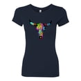 thumbnail image 2 of Wild Bobby, Colorful Rainbow Cow Bull Skull Animal Lover Womens Slim Fit Junior Tee, Navy, 2XL, 2 of 3