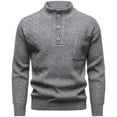 thumbnail image 4 of Hrsba Men's Cardigan Sweaters Stand Collar Long Sleeve Solid Color Button Detail Pocket Knit Pullover Warm Knit Sweater Men for Winter, 4 of 5