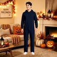 thumbnail image 5 of krdevn Couples Hooded Jumpsuit Full Zip Long Sleeve One Piece Pajamas Loose Fit Lightweight Loungewear for Home Everyday Wear,XXL, 5 of 9