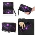 thumbnail image 4 of TSOVTHRID Purple Skull Print Handbag and Wallet Top Handle Purse with PU Matching Wallet, Black Tote Shoulder Bag Top Handle Bag Satchel Handbag for Women Shopping Working, 4 of 7