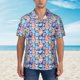thumbnail image 2 of Balery Cartoon colorful cute cat Camisas hawaianas de manga corta para hombre, camisas playeras de corte holgado, camisas de vacaciones con botones,3X-Large, 2 of 7