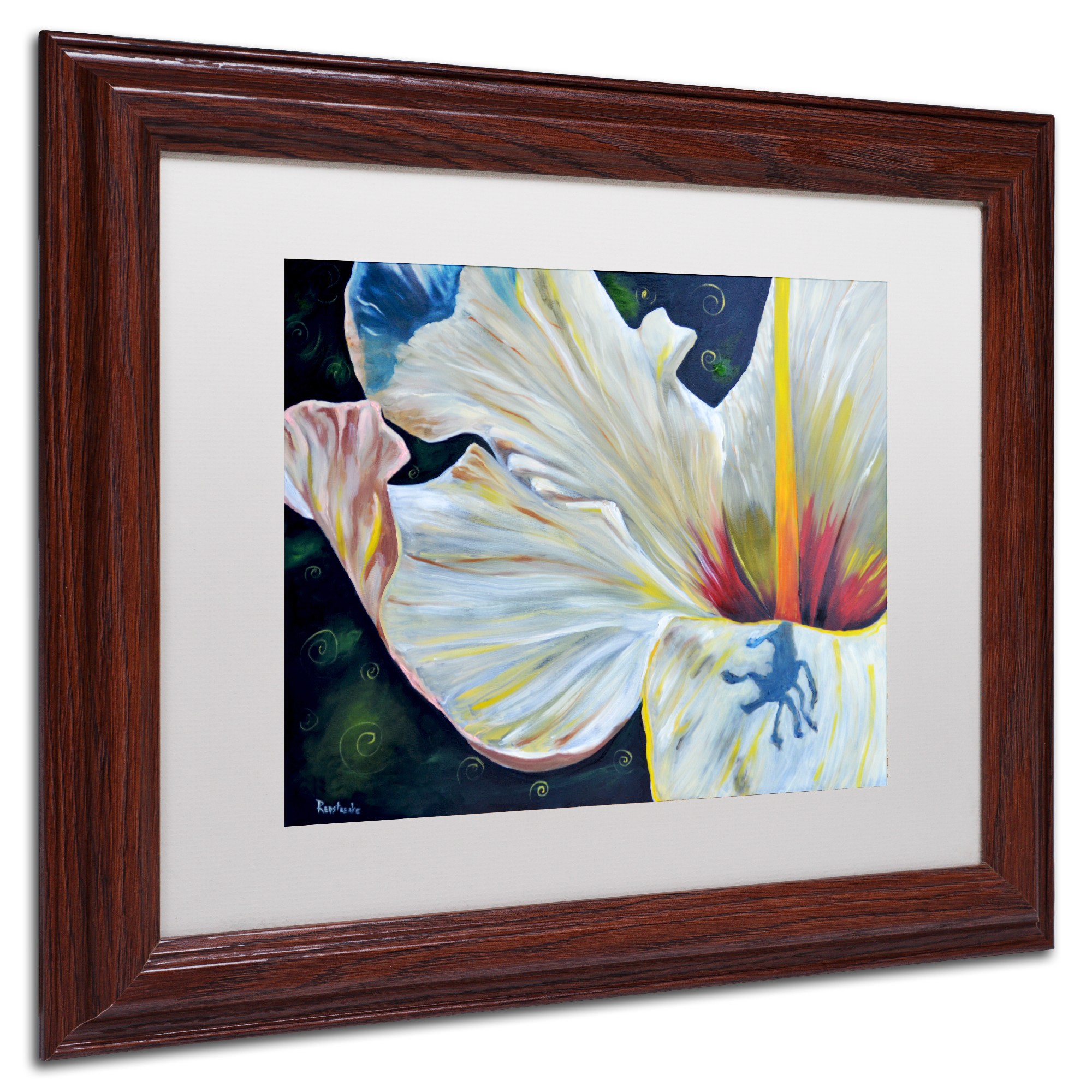 Trademark Fine Art "Hibiscus" Canvas Art by Jennifer Redstreake White Matte, Wood Frame