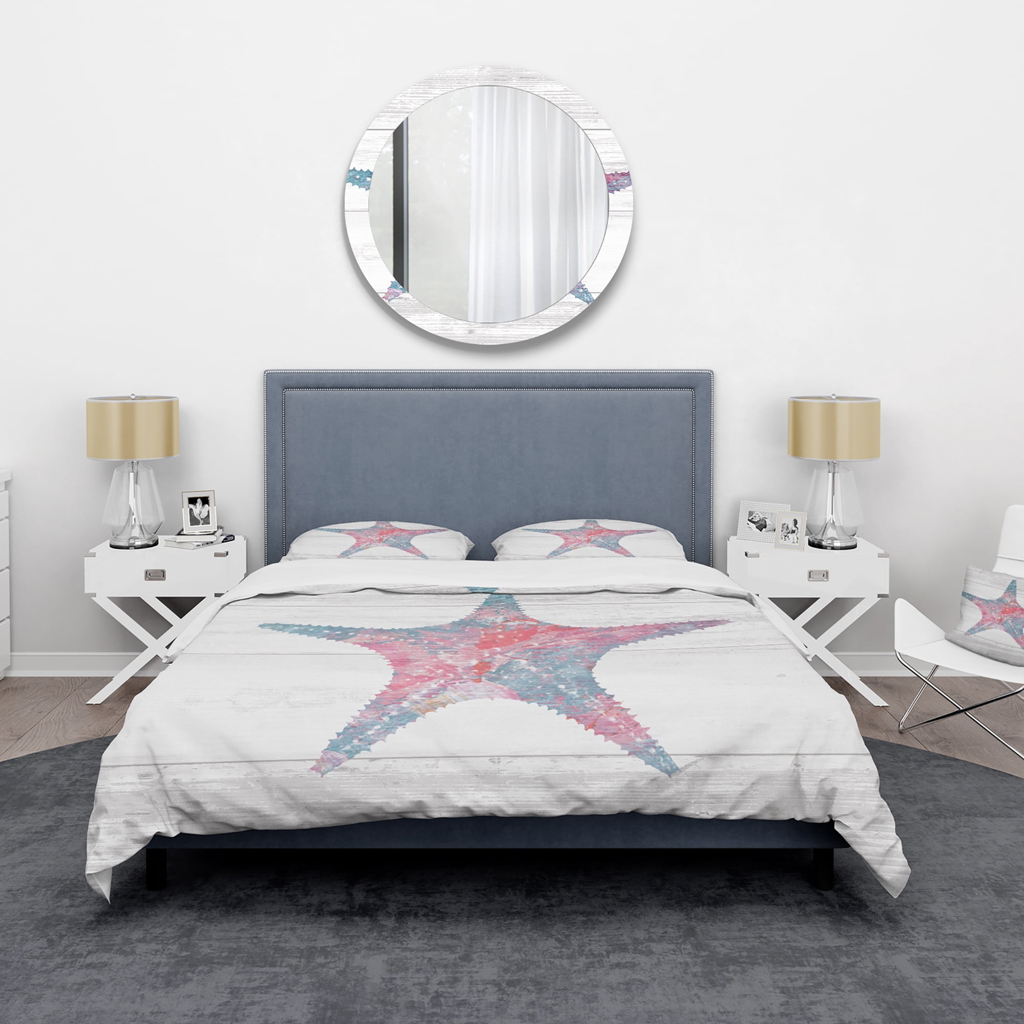 Designart 'Pink Starfish Ocean Life' Coastal Duvet Cover Set