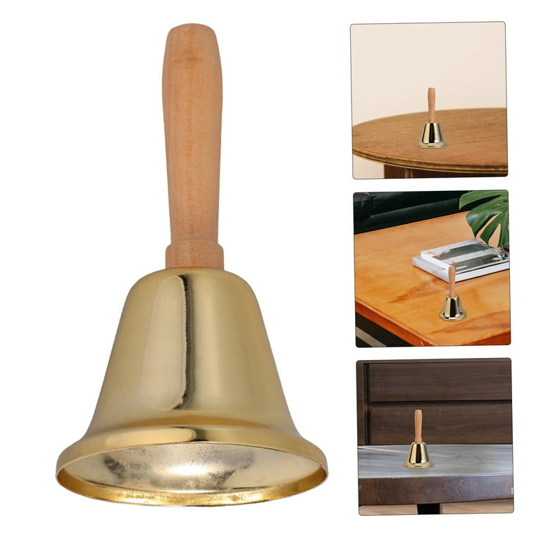 小物 NICENESS BELL NICEXMAS Golden Wooden Hand Bell with Loud Clear , Iron Handle