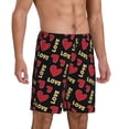 thumbnail image 2 of Pofeuu Red gold heart Print Men's Soft Woven Elastic Waistband Sleep Pajama Short-X-Large, 2 of 6
