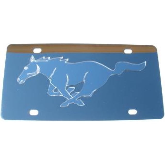 Mustang Plaque d'Immatriculation en Acier Inoxydable Logo Argent