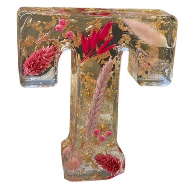 Plug-In Night Light with Floral and Letter Design Resin Home Decoration Lamp 120 V AC