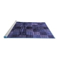 thumbnail image 2 of Ahgly Company Machine Washable Indoor Rectangle Checkered Blue Modern Area Rugs, 7' x 9', 2 of 4