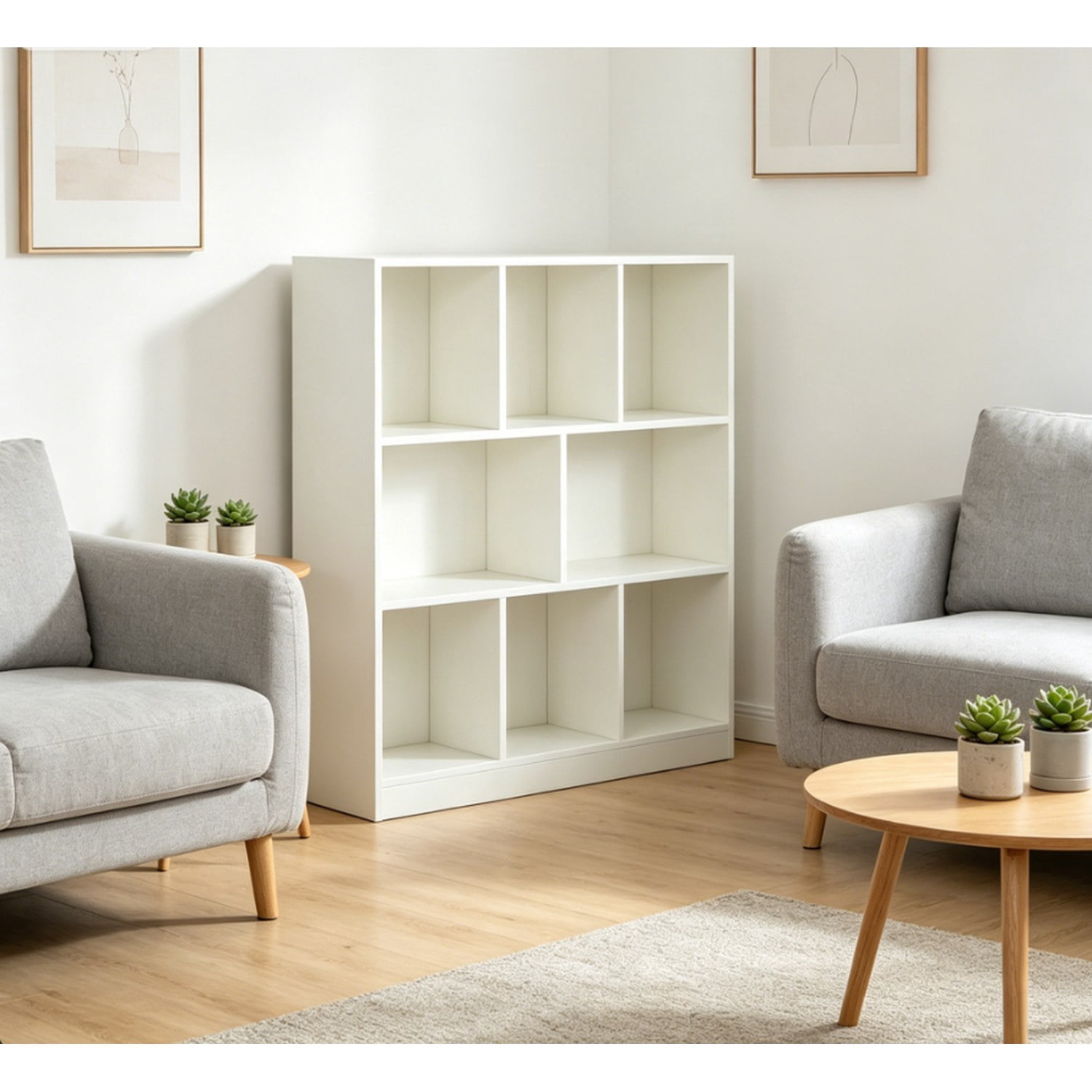 Eight Layer Simple Household White Bookshelf