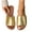 Gold, variant on HaiMao Women's PU Leather Open Toe Flat Sandals Single Band Summer Casual Slip on Slides Yellow 9.5(43)
