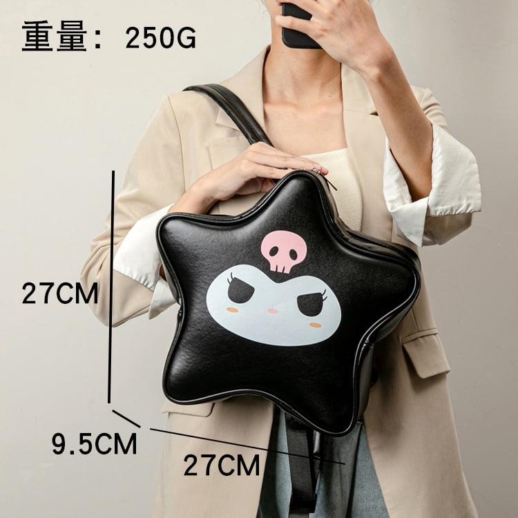 Sanrio Kuromi HelloKitty Japanese Kawaii Creative Five pointed Star Large capacity PU Backpack Y2k Sweet Hot Girl Style Backpack