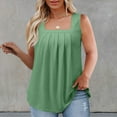 thumbnail image 2 of Lenpel Women's Plus Size Tank Tops Casual Loose Square Neck Pleated Front Sleeveless Tunic T-Shirts Fashion Summer Clothes, 2 of 7