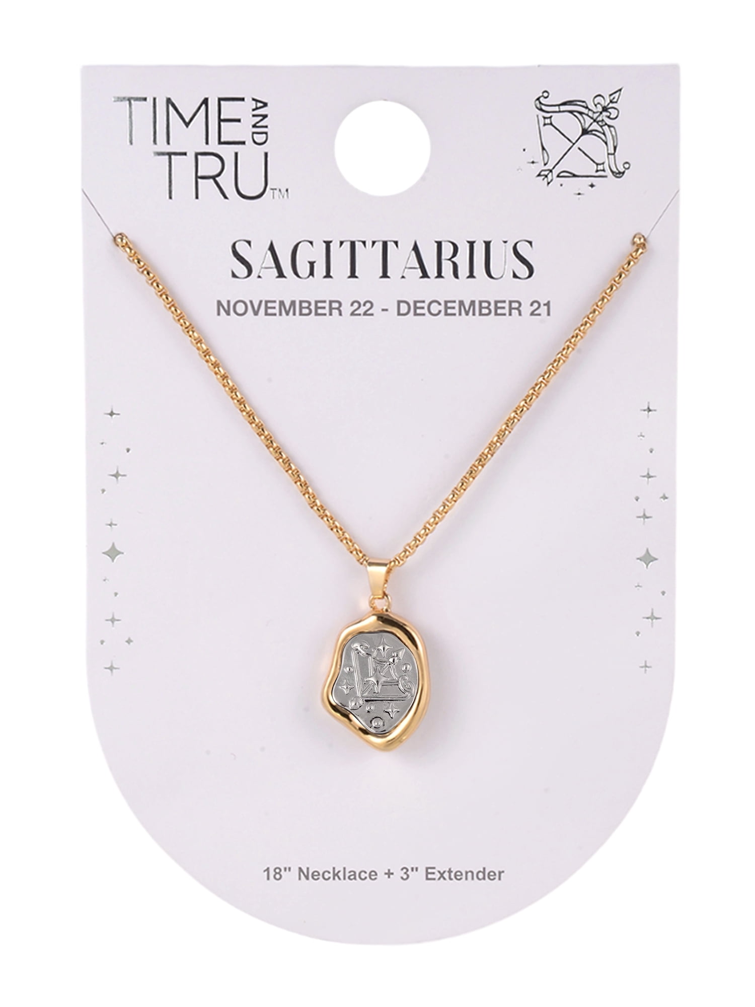 Time and Tru Goldtone Silvertone Reversible Pendant "Sagittarius" Necklace