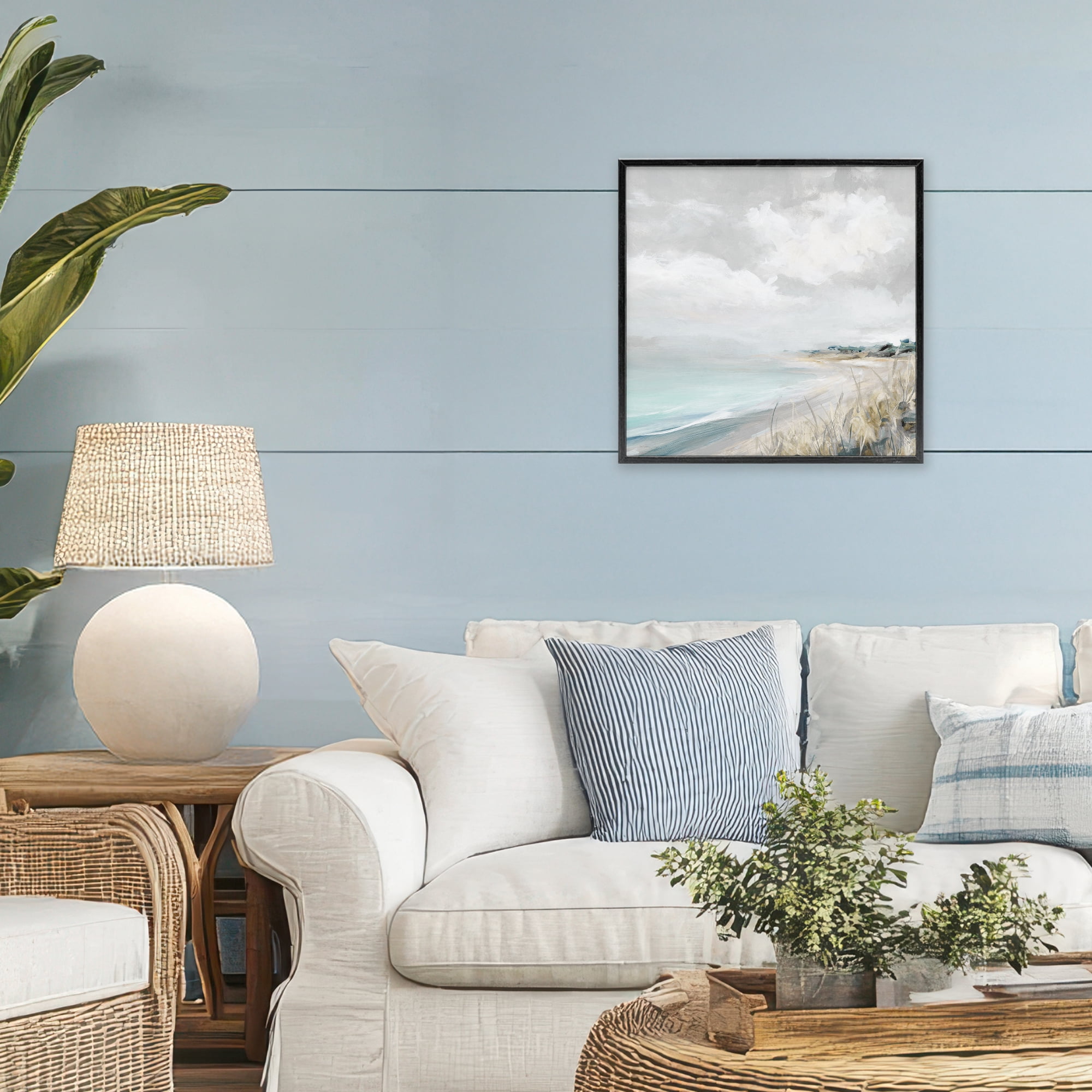 Stupell Industries Coastal Morning By The Dunes Black Framed Giclee Art, design by Carol Robinson