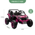thumbnail image 3 of 24V Kids Ride on Car with Parent Remote Control, 2-Seater Electric UTV Truck for Children, 4x200W Powerful Motor, All-Terrain Big Wheels, Soft Start, LED Lights & Music (Rose Red), 3 of 6