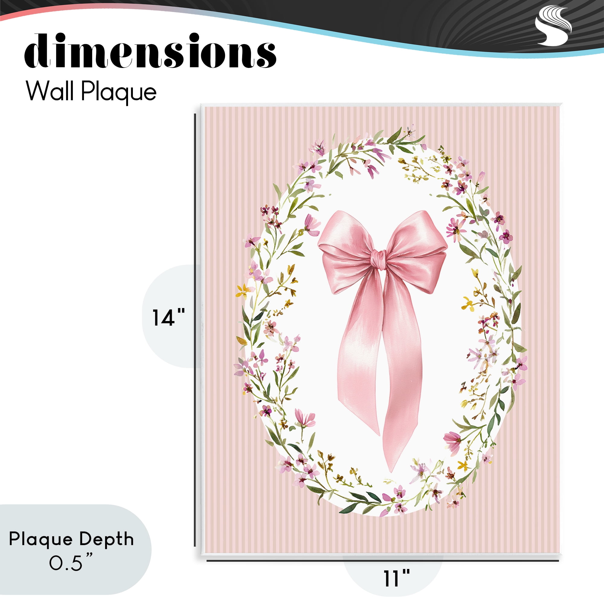 Stupell Industries Ribbon with Oval Florals Wall Plaque Art, design by Christine Simpson Art