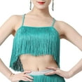 thumbnail image 4 of Top con flecos latinos y borlas para mujer, camiseta sin mangas moderna para dama, perfecta para carnaval Verde azulado L, 4 of 9
