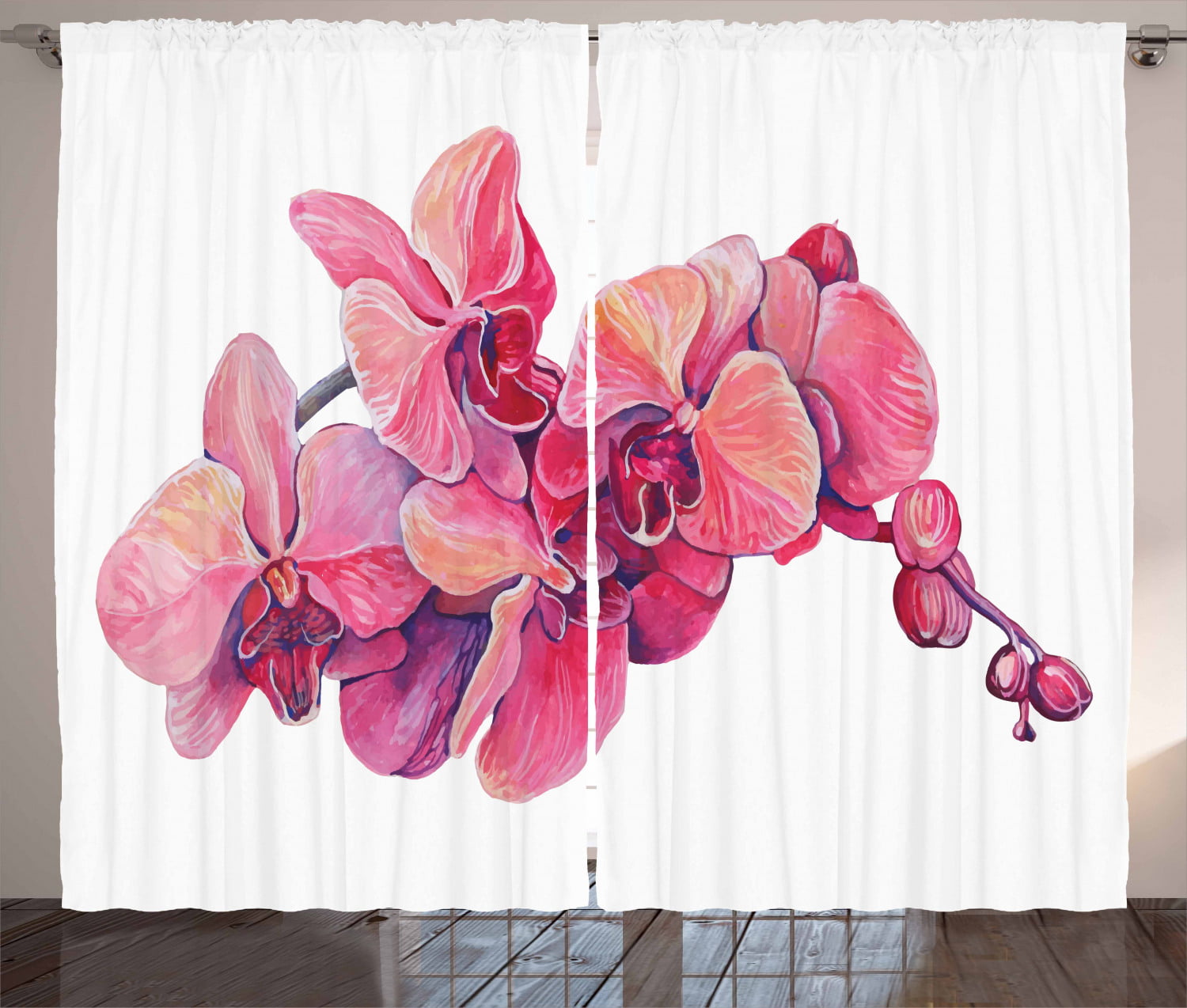 Scenery Curtain Wellmira Printed with Flowers in Pots Image for Living Room 