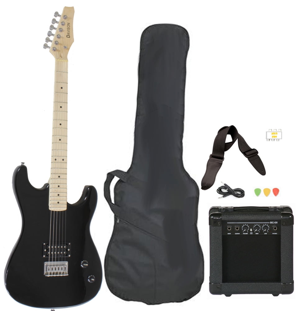 Davison Guitars Electric Guitar Black Full Size With Amp Case Cord