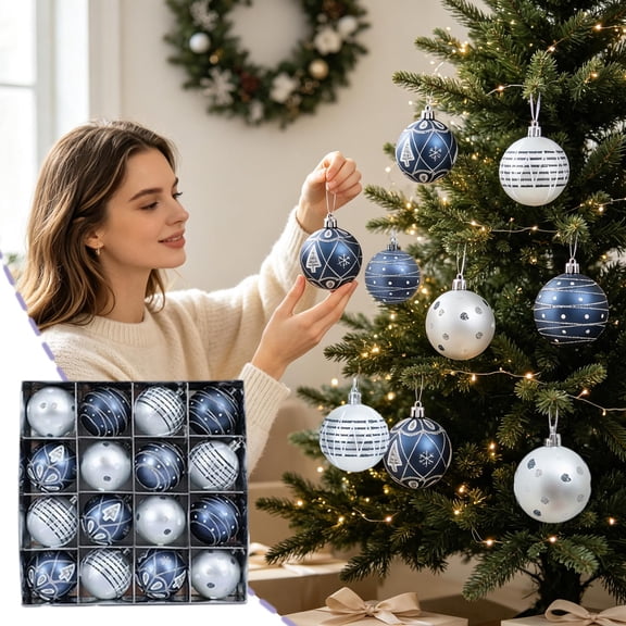YuanGuangQ Christmas Ornament Set with Assorted Balls, Electroplated & Painted Plastic Tree Hanging Decor, Mixed Style Decorative Ornaments for Xmas Tree Home Holiday Party Decoration
