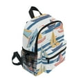 thumbnail image 2 of FORMRS School Backpack with Front Zippered Pocket 12" Student Travel Daypack, White Hand Drawn Sailboats, 2 of 6
