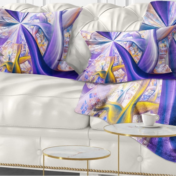 Designart Purple Gold Fractal Plant Stems - Abstract Throw Pillow - 12x20
