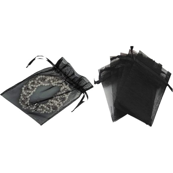 Organza Bags:100Pcs, 3.54'x4.33'/ 9x11cm with Satin Drawstring Organza Favor,Jewelry Pouches, Wedding Party Christmas,Favor Gift Bags Jewelry Bags (5"X7"(12.7 * 17.7cm)-black100pc)