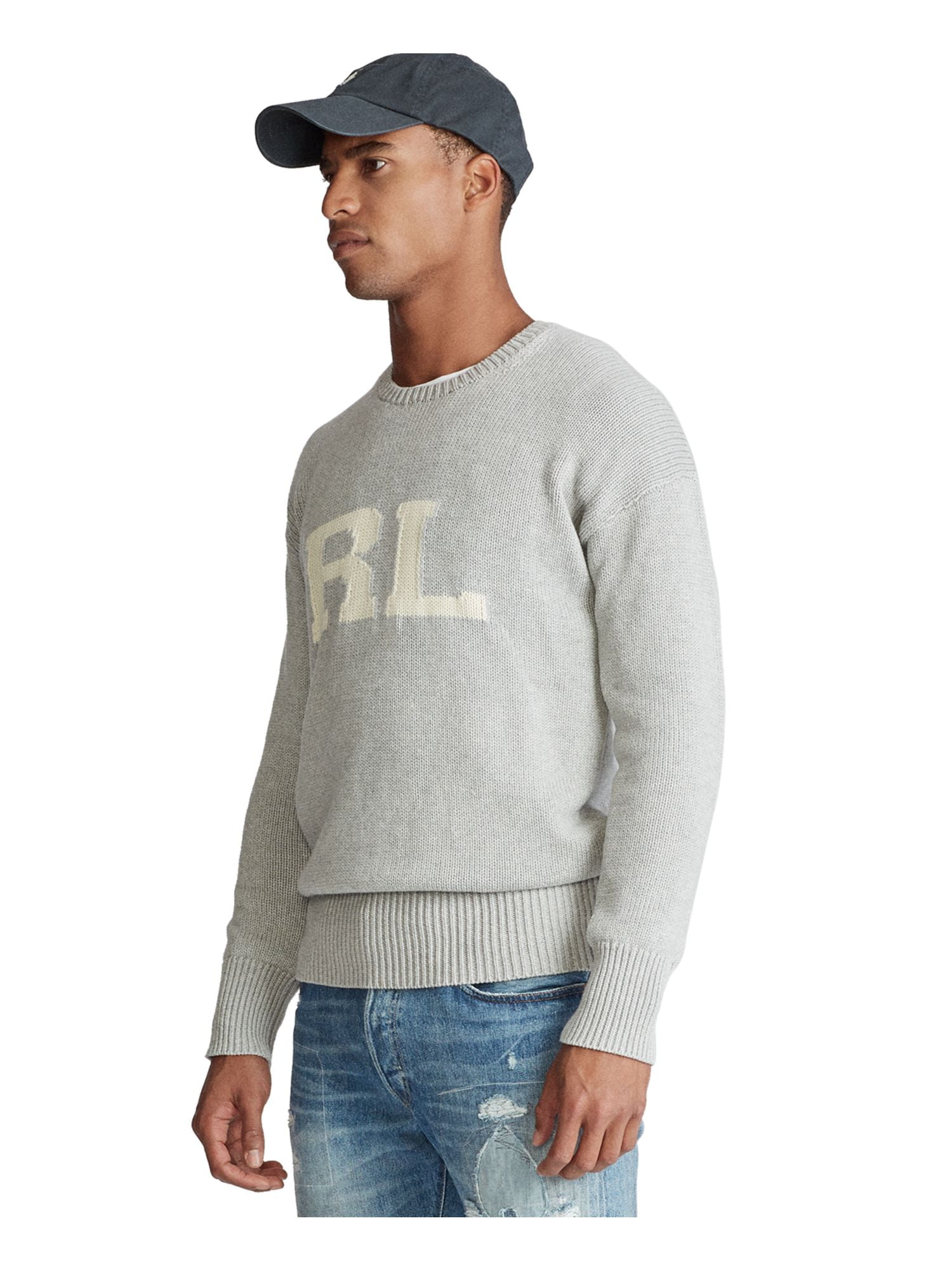 RALPH LAUREN Mens Gray Logo Graphic Long Sleeve Crew Neck Classic Fit Pullover  Sweater S - Walmart.com