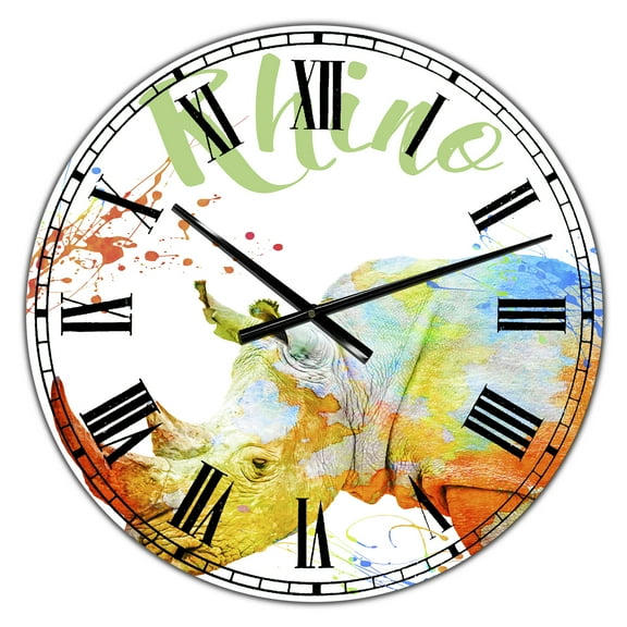 Designart Oversized Multicolor Analog Round Cottage Modern Wall Clocks, CLM25427-C23