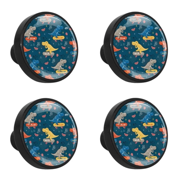 4 Pcs Dinosaur Knobs for Kitchen Cabinet Cupboard Dresser Bookcase Drawer Pulls Handles Round Home Decor