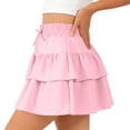 thumbnail image 6 of ATOGUTA Floral Skirts for Girls Pink Elastic High Waist A-Line Short Mini Skirt for School Casual 5T-16, 6 of 7