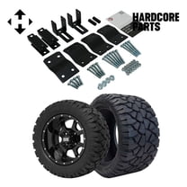 Hardcore Parts 4" Block Lift Kit for YAMAHA G2/G9 Golf Cart with 12" Black 'Night Stalker' Wheels and 20"x10"-12" STINGER On-Road/Off-Road DOT rated All-Terrain tires