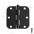 thumbnail image 4 of Cauldham (12 Pack) Heavy-Duty 3-1/2" Interior Door Hinges with 5/8" Radius Corners - Black, 4 of 7