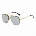 thumbnail image 1 of Stylish Square Sunglasses for Women Men Fashion Metal Frame Oversized Flat Lens Versatile Accessory, 1 of 2