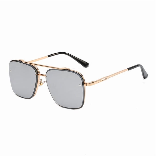 Stylish Square Sunglasses for Women Men Fashion Metal Frame Oversized Flat Lens Versatile Accessory