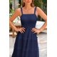 thumbnail image 4 of Vestido PRETTYGARDEN para mujer, verano, sin mangas, con volantes, azul marino, XL, 4 of 9