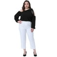 thumbnail image 3 of DARING DIVA Women's Plus Cold Shoulder Tie Long Sleeve Blouse 4X Black, 3 of 6