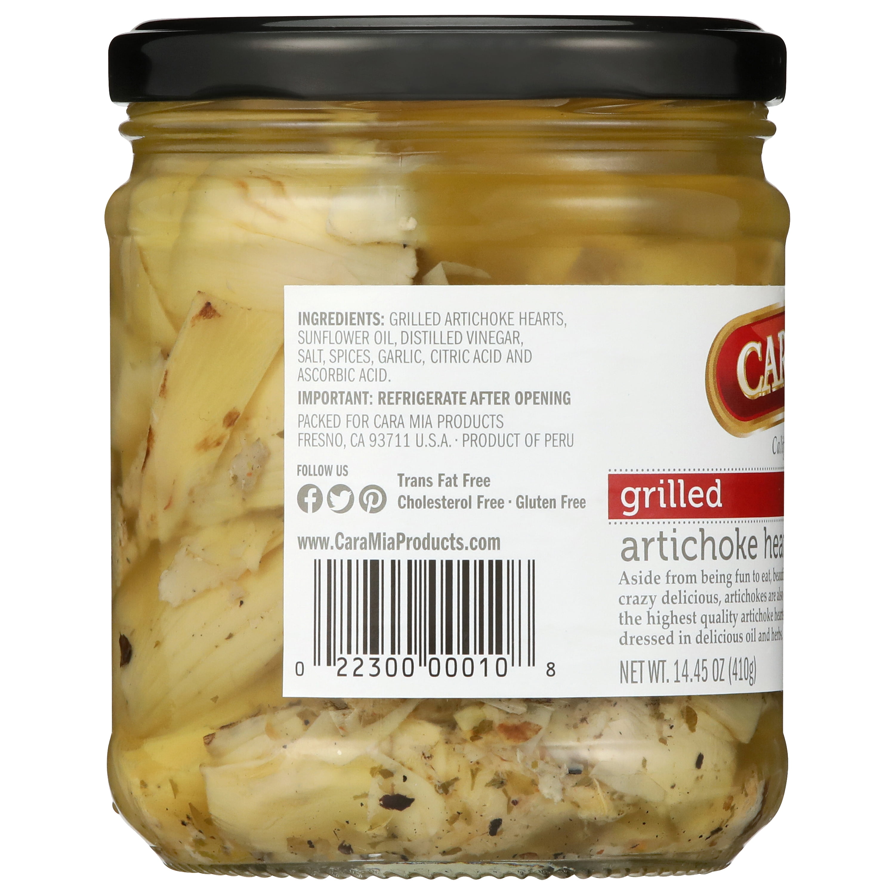 (3 pack) CaraMia Non-GMO Gluten-Free Grilled Artichoke Hearts in Oil and Herbs, 14.45 oz Can