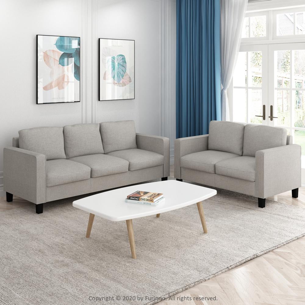 Furinno Bayonne Modern Upholstered Loveseat, Fog