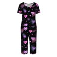 thumbnail image 7 of Valentines Day Women Pajama Set 2026 Lounge Heart Printed Plus Size Short Sleeve Top and Capri Pants Sleepwear, 7 of 7