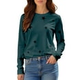 thumbnail image 5 of Women's Star Print Round Neck Long Sleeve Sweatshirt, Loose Fit Casual Pullover Top with Five-Point Star Pattern for Daily Wear, Street Fashion and All Season Comfort Light Green XXXL, 5 of 9