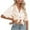 Beige, variant on Women's Summer Blouses Short Sleeves Suit Neck Satin Silk-Like Smooth Shirts Trendy Pure Color Bow Tie Front Comfortable Crop Tops Black S