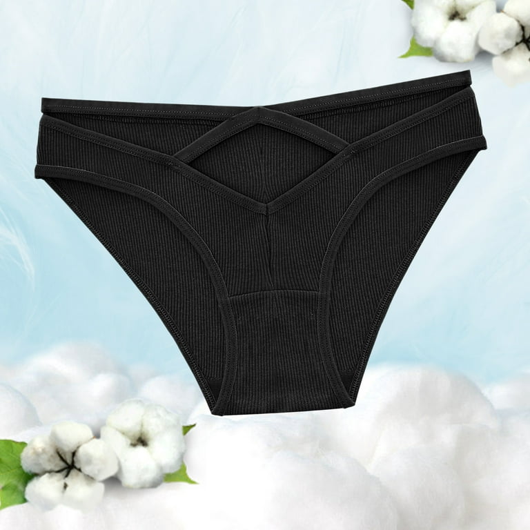 CLZOUD Cute Womens Underwear Black 95% Cotton 5% Spandex Underpants  Patchwork Color Underwear Panties Bikini Solid Womens Briefs Knickers Gift  1 Piece