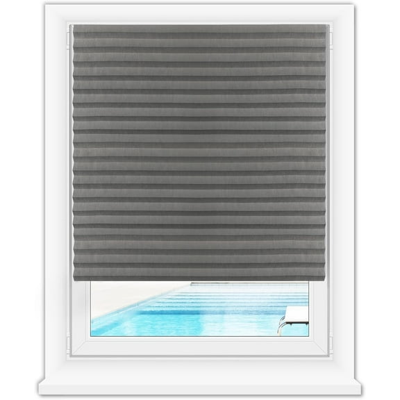Window Blackout Shades, Cordless Light Filtering Pleated Paper Shades, Grey