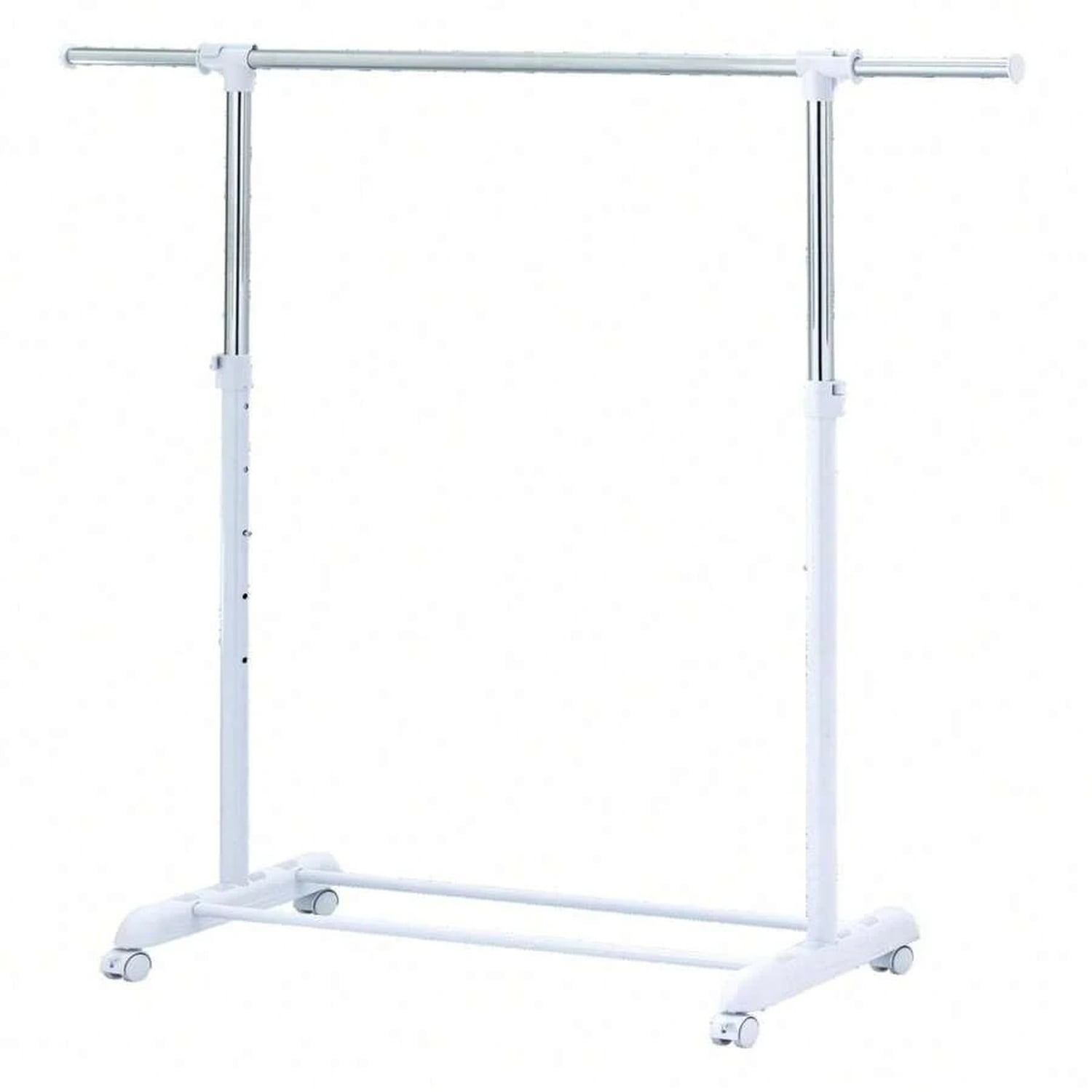 WFPXAMLZZMD Adjustable Rolling Garment Rack with Wheels Metal Clothes Hanging Rack for Bedroom Laundry Room Closet Organization White