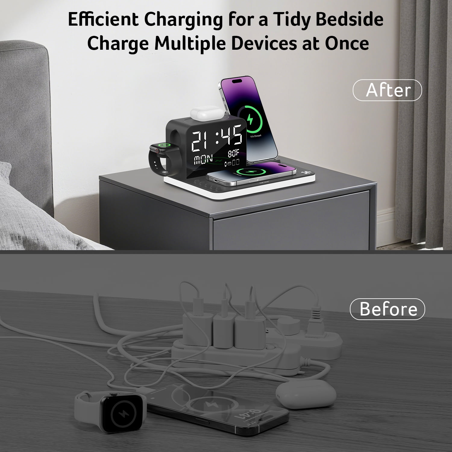 Acer 7 in 1 Wireless Charging Station: Compatible with Apple Multiple Devices - iPhone Apple Watch and AirPods, Charger Stand with Led Night Light