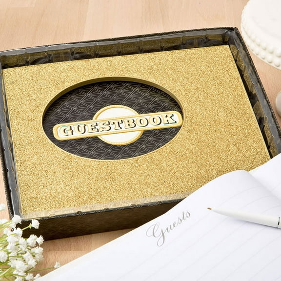 Gold Glitter Wedding Guest Book New